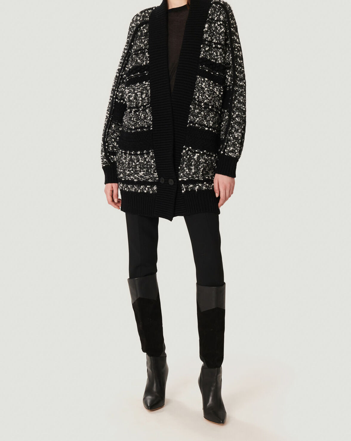 ALYSSA OVERSIZED TEXTURED KNIT CARDIGAN image number null
